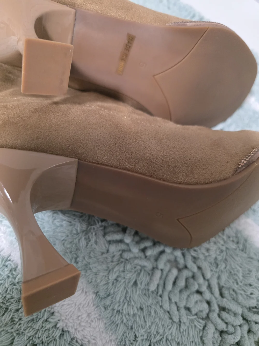 Over-the-Knee Suede Stretch Boots in Brown